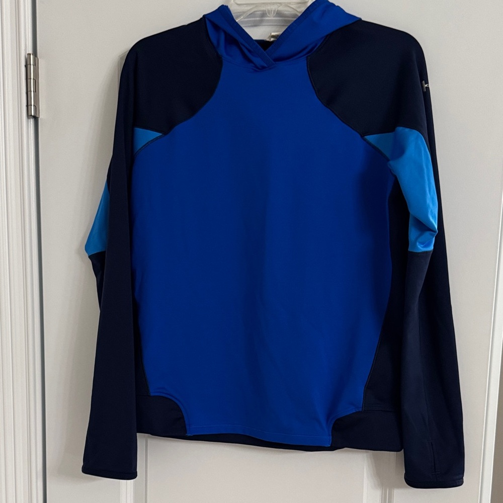 Under Armour Women’s Cold Gear Blue and Black Hooded Sweatshirt. Never worn.
